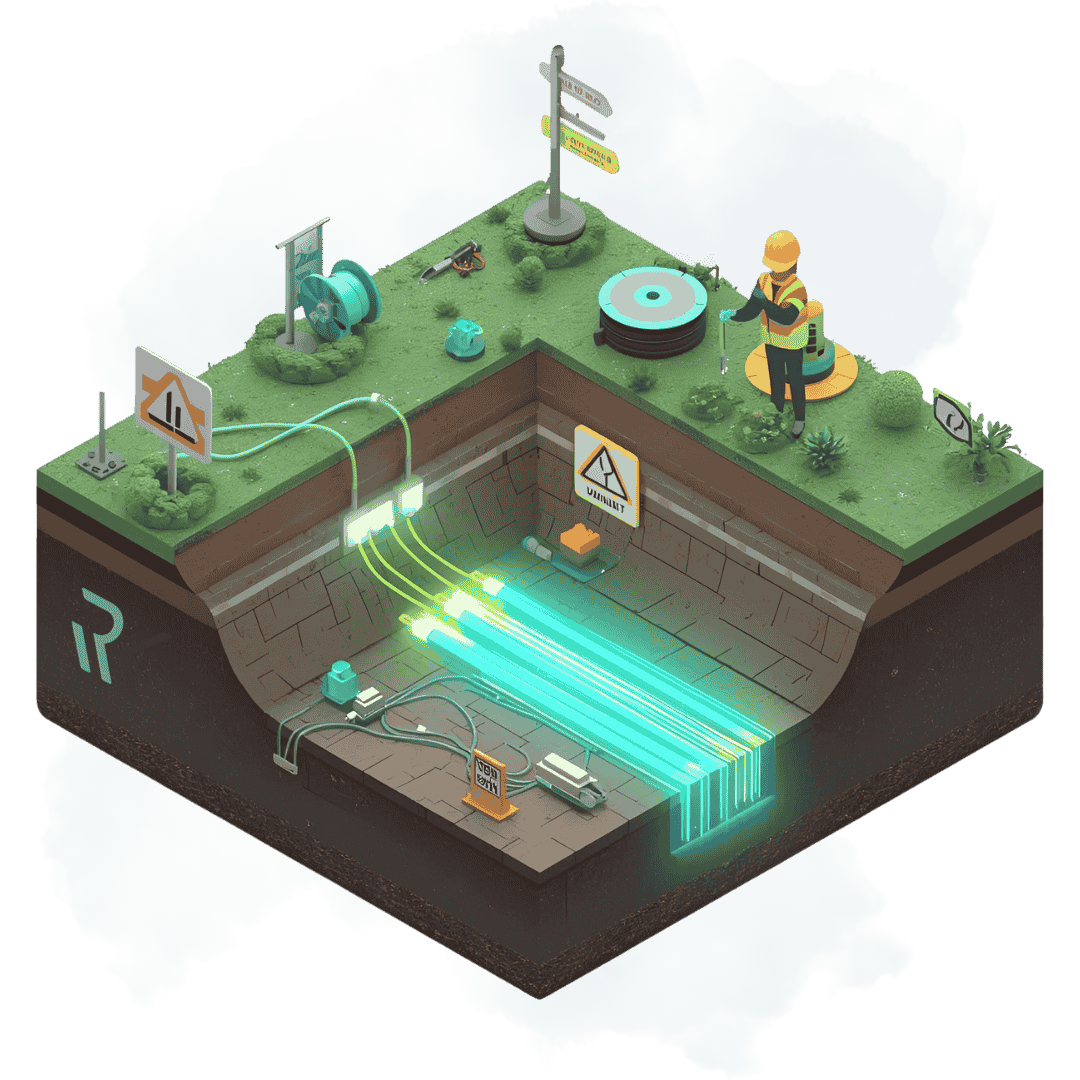 حفاری و کابلکشی زمینی فیبر نوری در زنجان | طراحی و اجرای پروژههای زیرساختی در ایران 1 خدمات حفاری و کابلکشی زمینی فیبر نوری